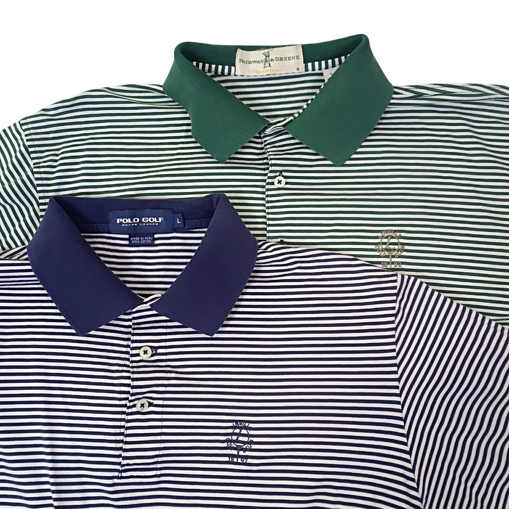 Linville Golf Club‎ Polo Lot of 2 Polo Golf Fairway & Green Mens Large Striped
